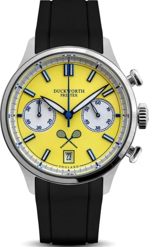 Duckworth Prestex Lostock Yellow 40mm Quartz Chronograph Black Rubber