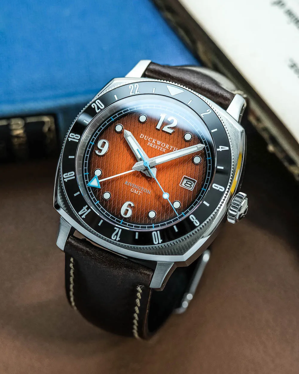 Duckworth Prestex Rivington GMT Orange Fume Brown Leather