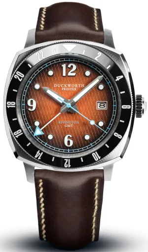 Duckworth Prestex Rivington GMT Orange Fume Brown Leather