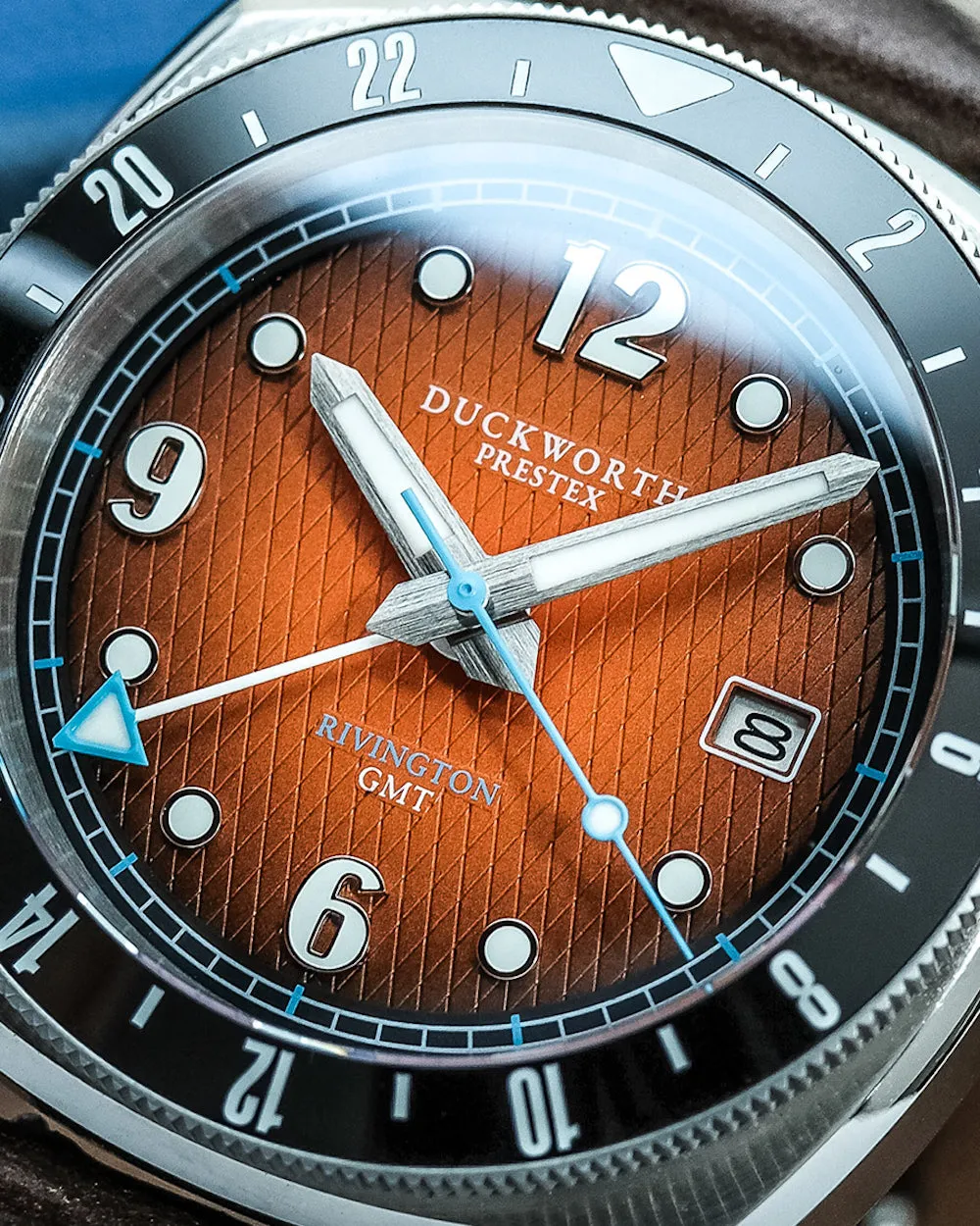 Duckworth Prestex Rivington GMT Orange Fume Brown Leather