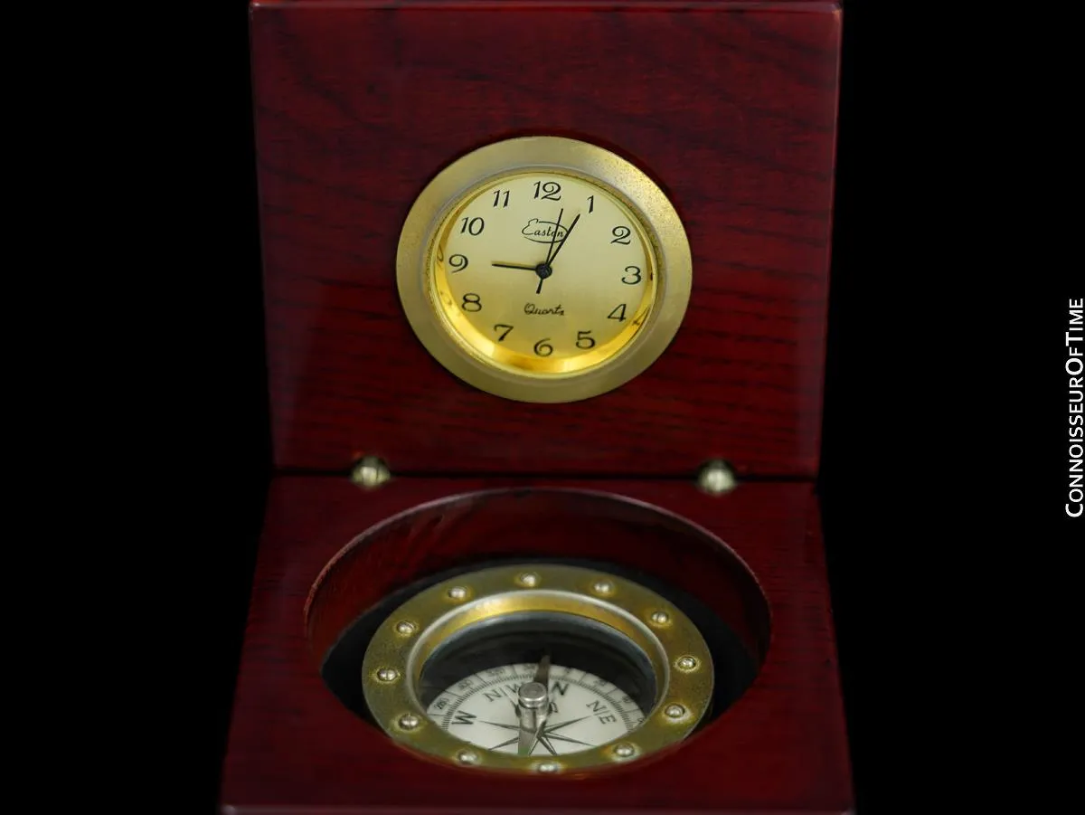 Easton Clock & Compass in Wood box - Owned & Used by Jerry Lewis