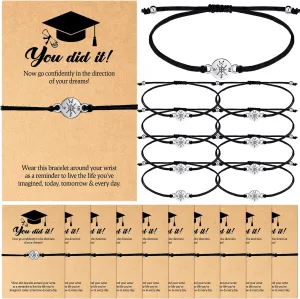 Ecally 40 Sets graduation gifts bulk class of 2025 Compass Bracelet with Cards graduation bracelet for Women Men High School Friendship College Graduate Gift Graduation Party Favors