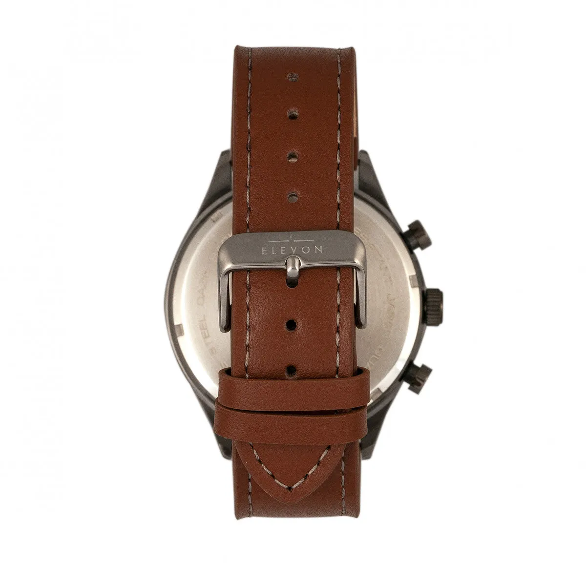 Elevon Lindbergh Leather-Band Watch w/Day/Date -  Brown/Gray