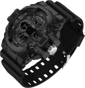 findtime Big Face Men's Watches Military Sports Waterproof Watch for Men Digital Analog Dual Dial Time Display Date and Date Electronic Outdoor Tactical Stopwatch, FTSHLSA31D68BLACK