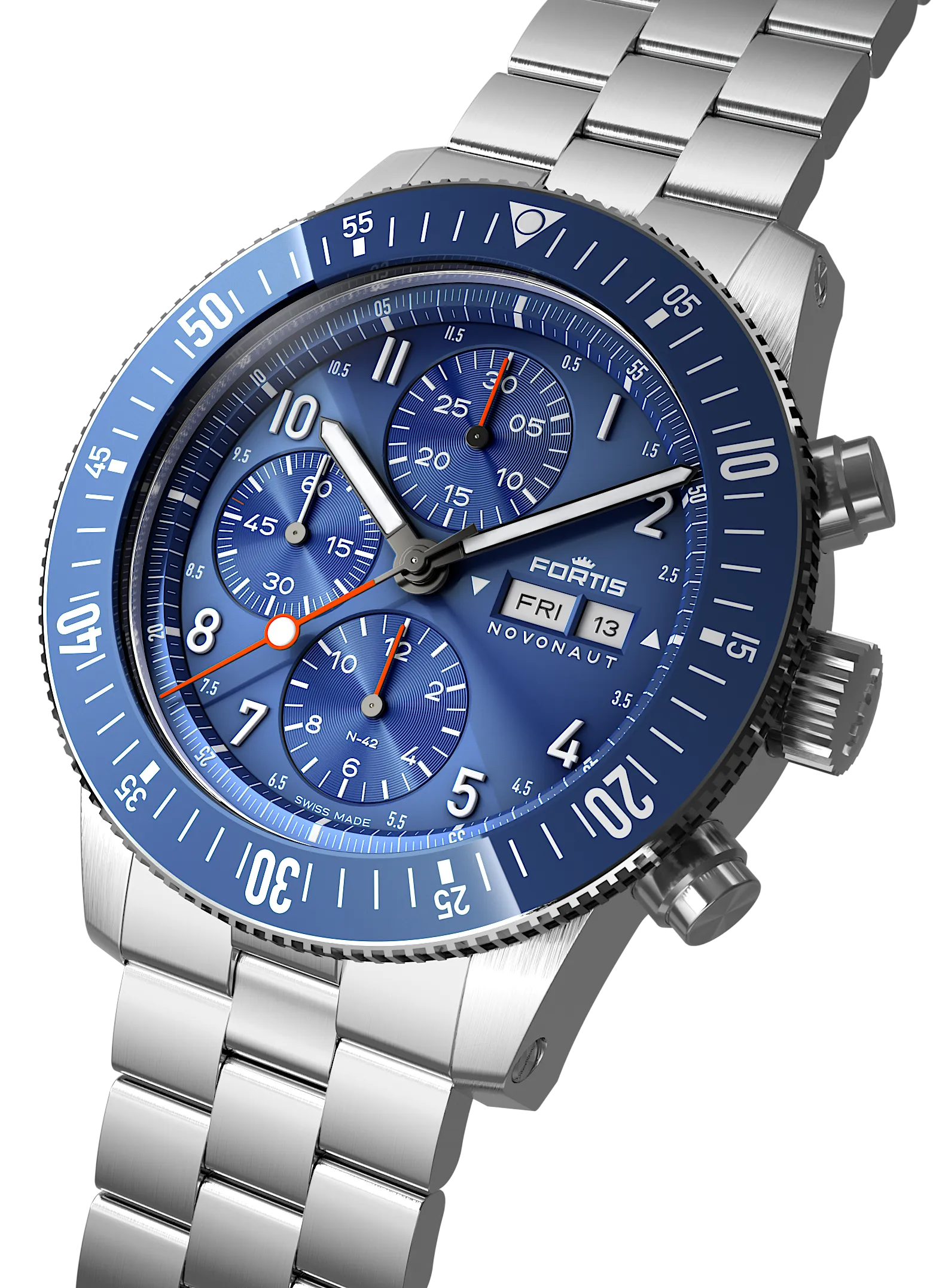 Fortis Novonaut N-42 Cobalt Blue Edition Bracelet