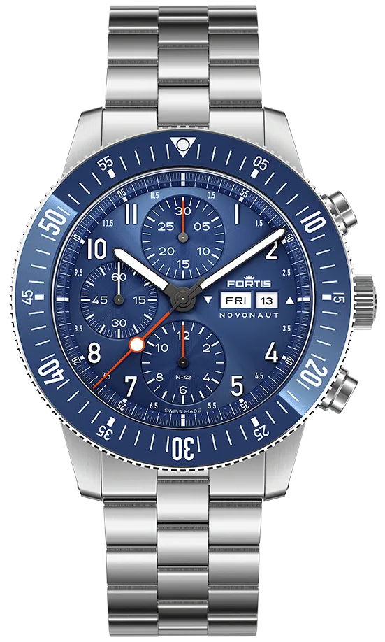 Fortis Novonaut N-42 Cobalt Blue Edition Bracelet