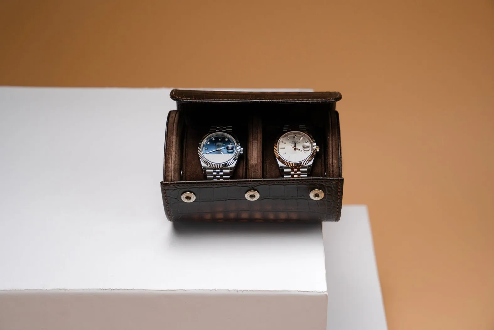 Galata - CP Patina Java Brown Watch Roll For 2 Watches