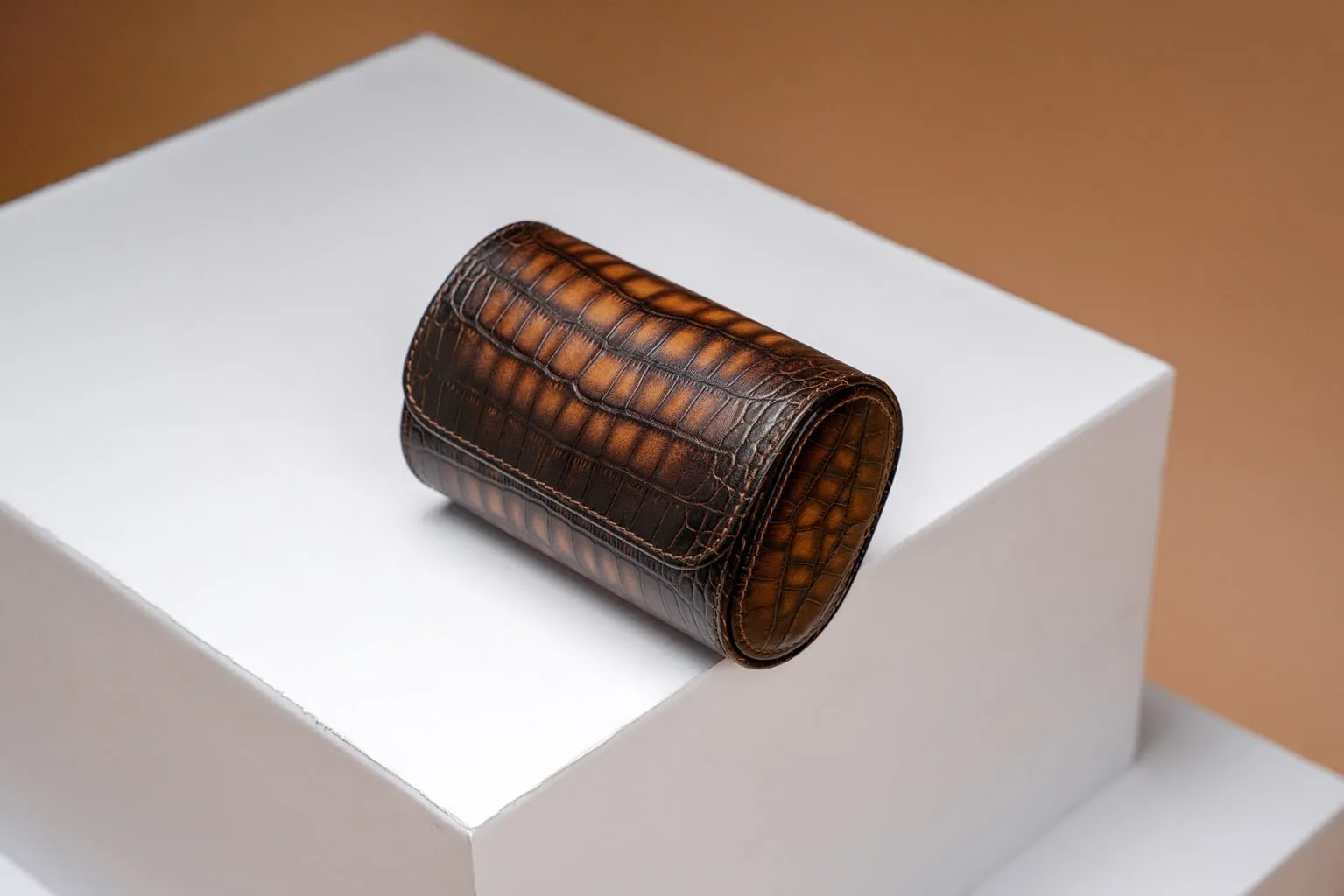 Galata - CP Patina Java Brown Watch Roll For 2 Watches