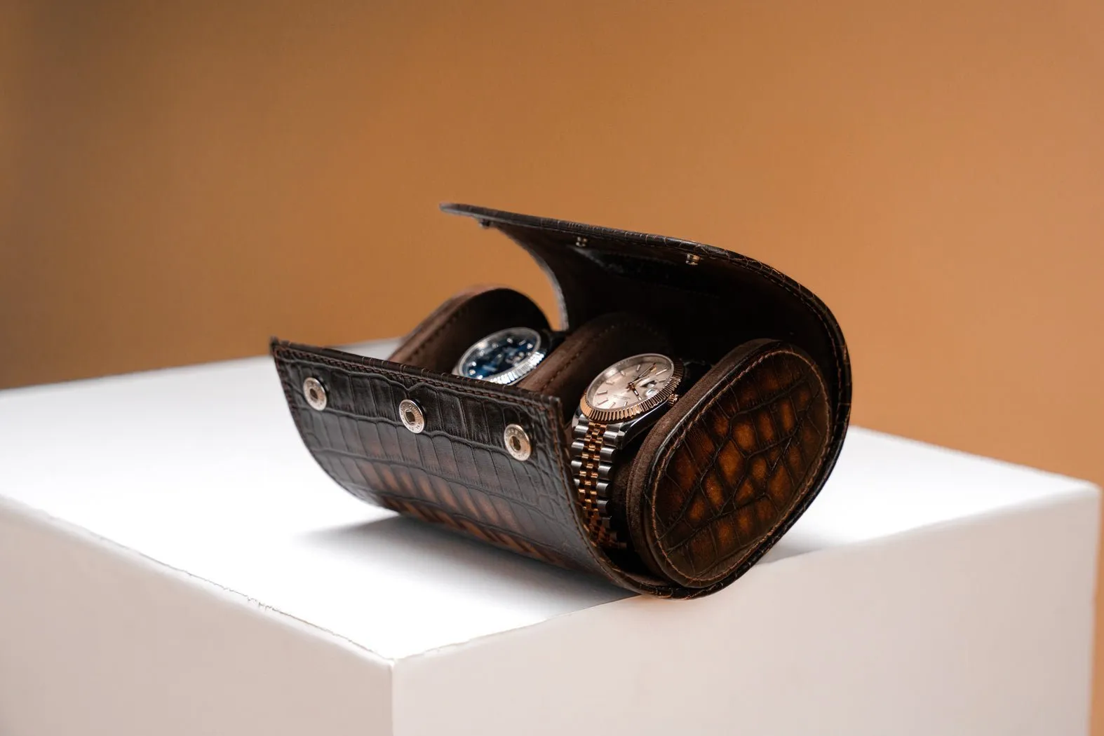 Galata - CP Patina Java Brown Watch Roll For 2 Watches