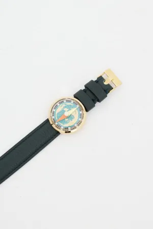 Gold & Green Compass Watch