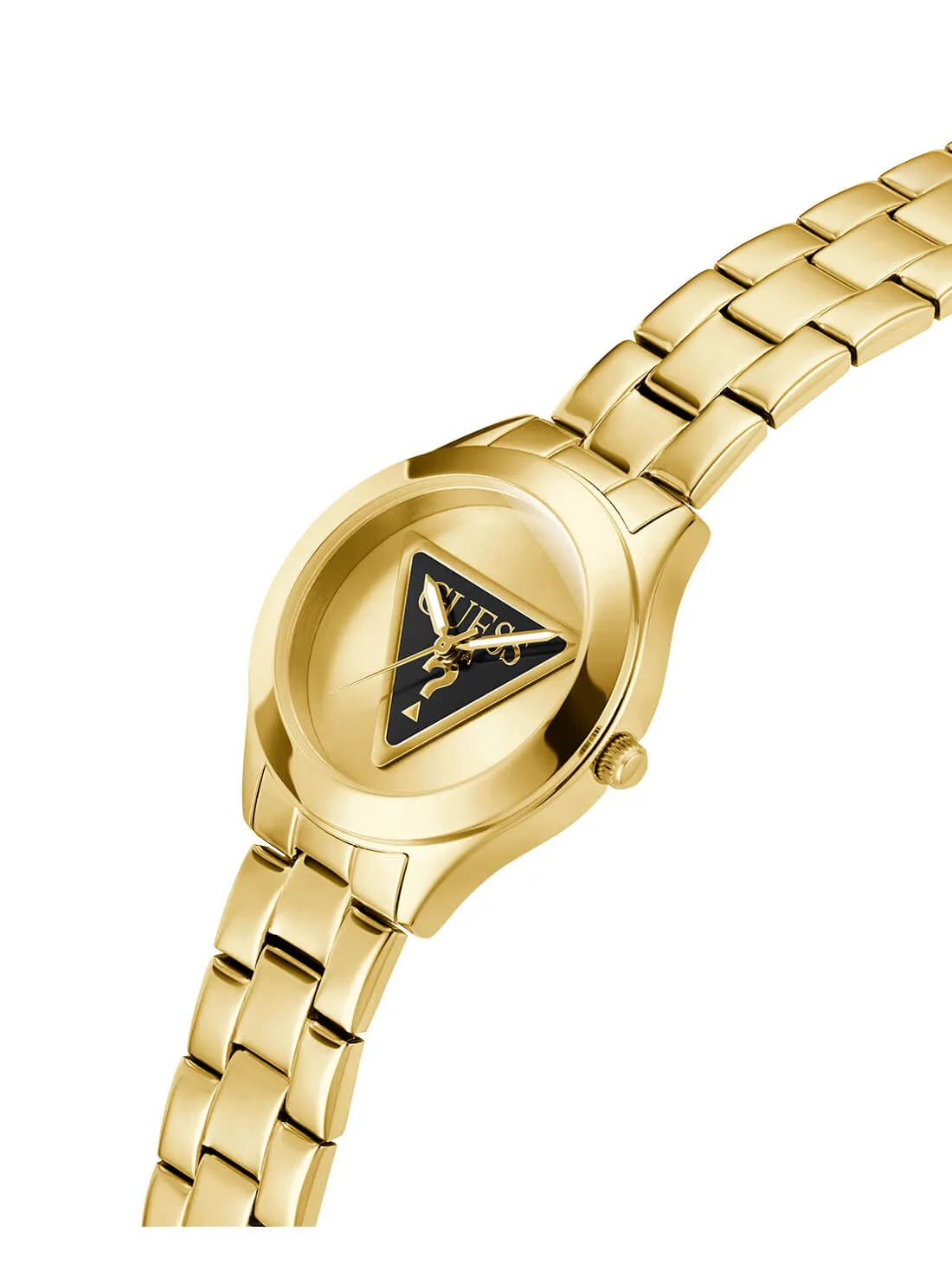 Gold Tri Plaque Black Link Watch