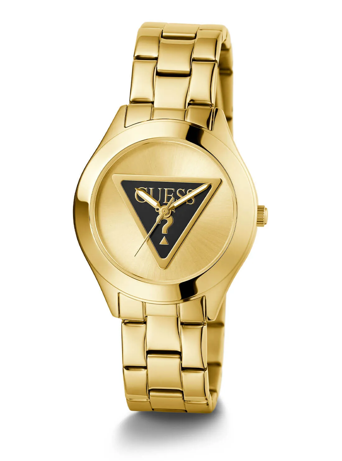 Gold Tri Plaque Black Link Watch