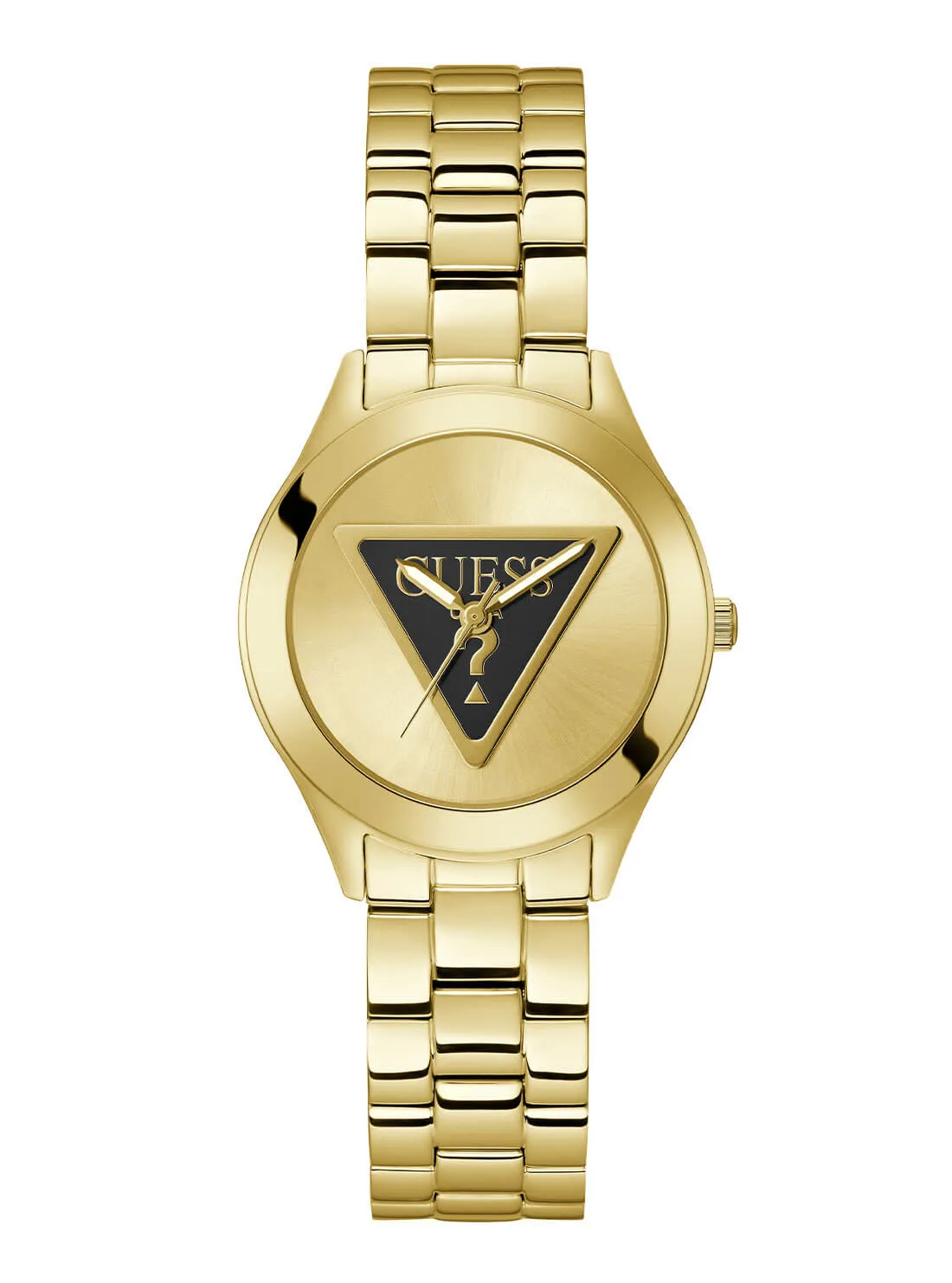 Gold Tri Plaque Black Link Watch