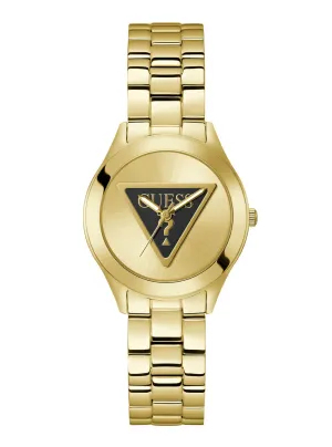 Gold Tri Plaque Black Link Watch
