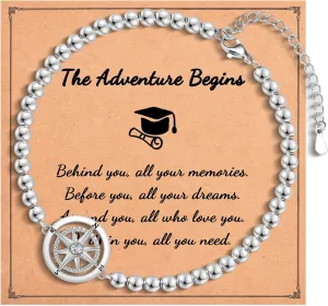 Graduation Gifts for Her, Class of 2025 High School 5th 6th 8th Grade College Masters Degree Graduation Compass Bracelet Jewlry Gifts for Girls Women