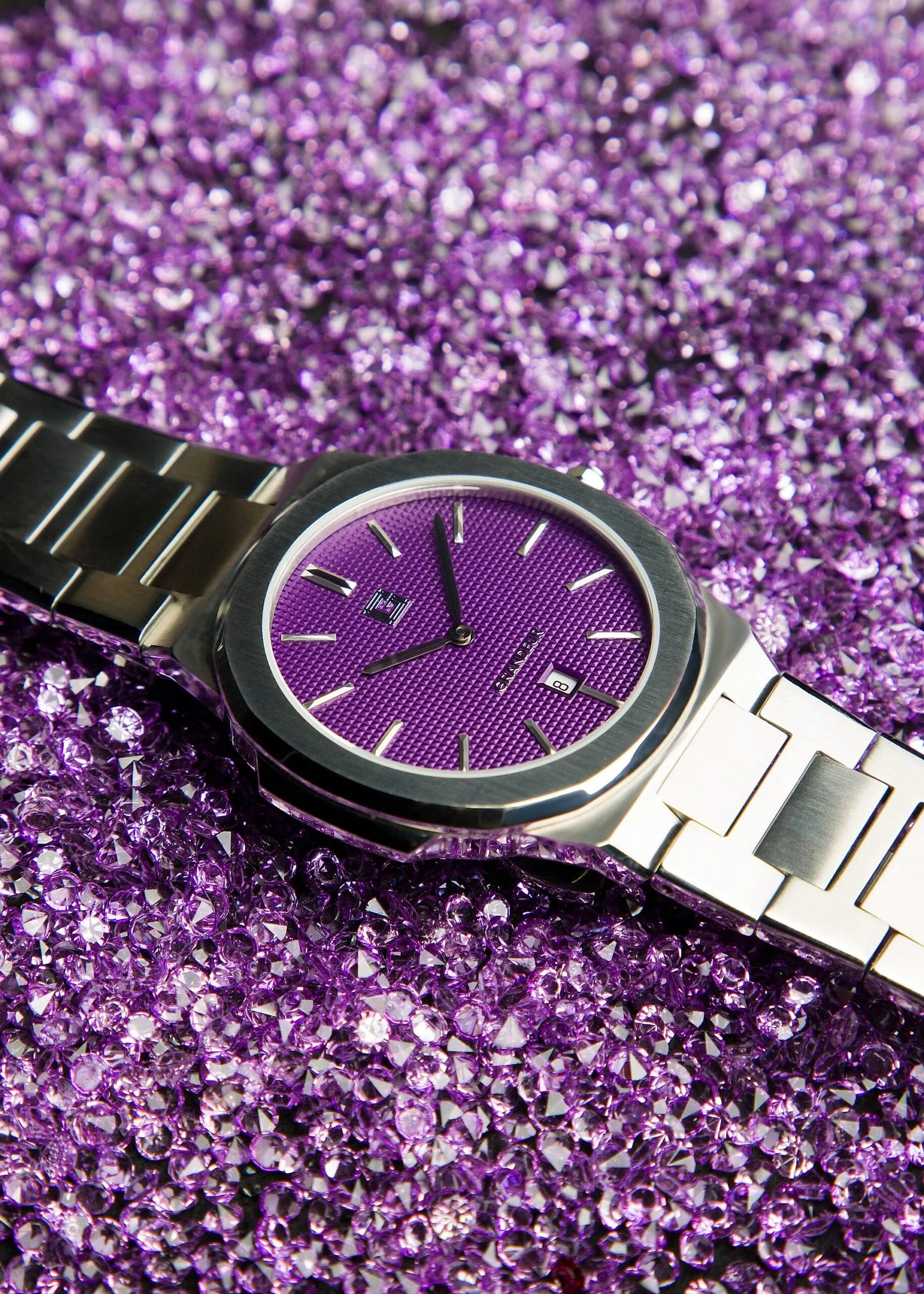 Grandeur Ultra Thin Stain Steel Purple 40 MM Quartz Men