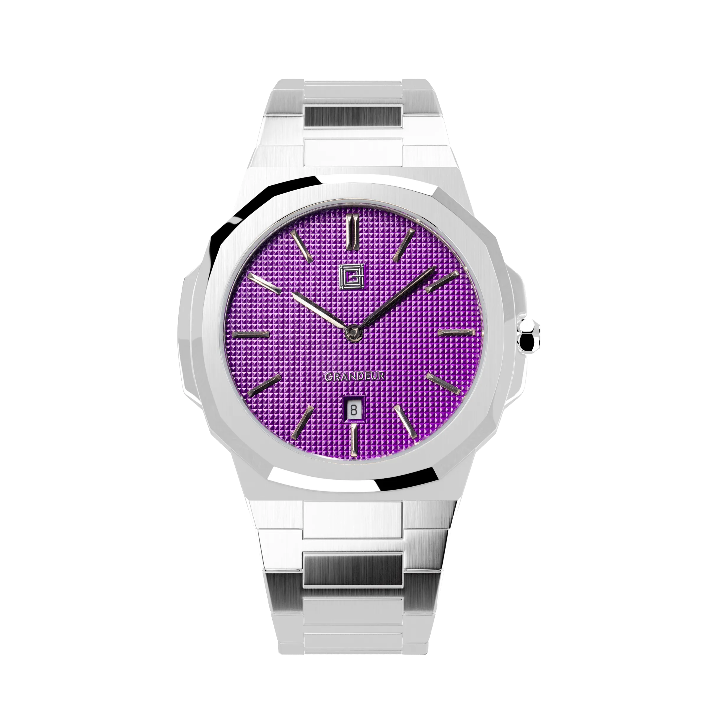 Grandeur Ultra Thin Stain Steel Purple 40 MM Quartz Men