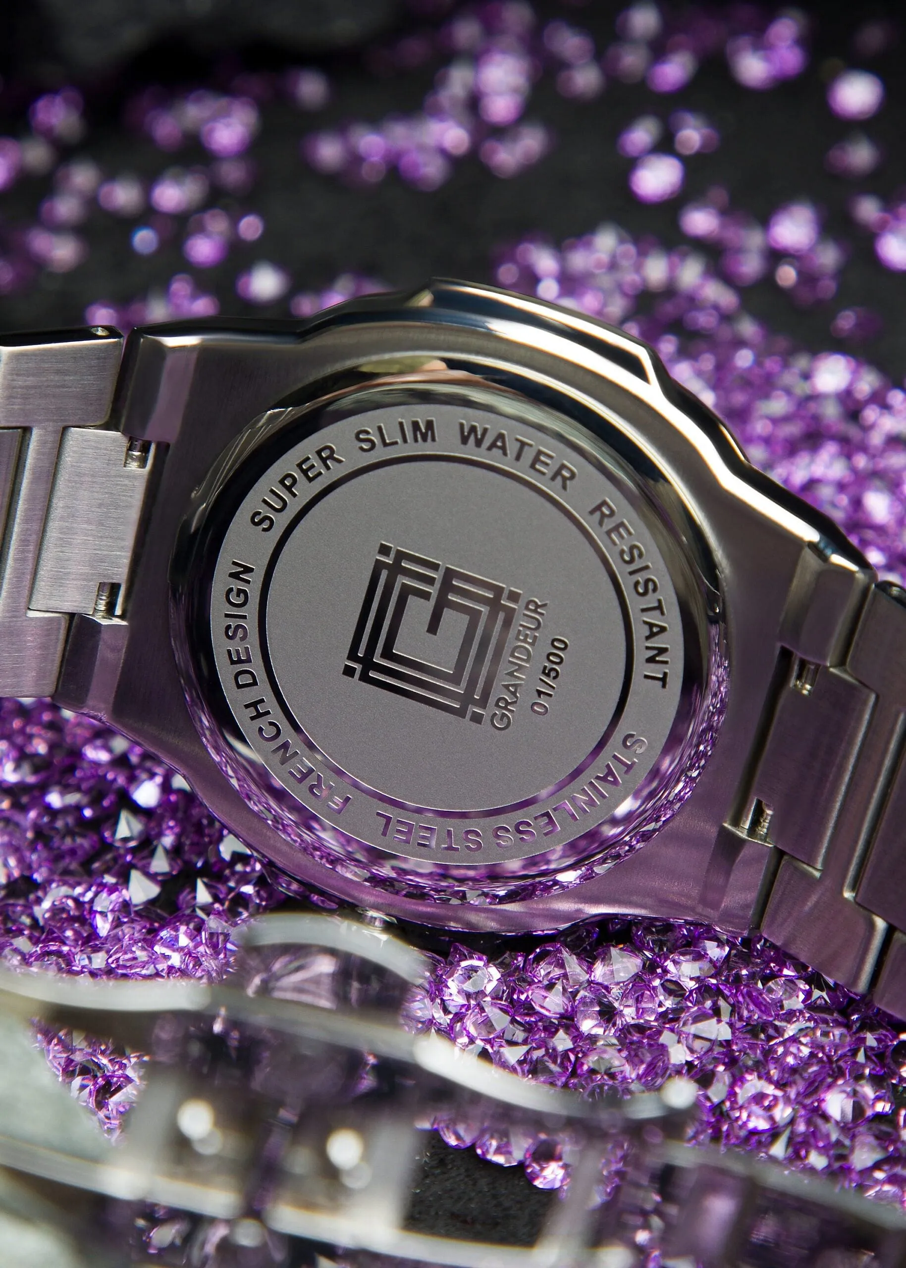 Grandeur Ultra Thin Stain Steel Purple 40 MM Quartz Men