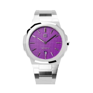 Grandeur Ultra Thin Stain Steel Purple 40 MM Quartz Men