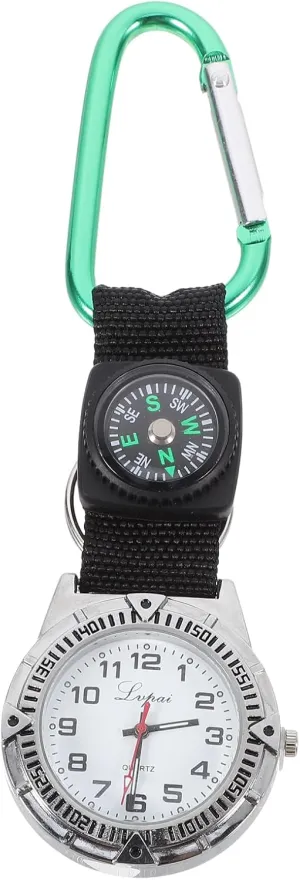 Green Compass Fob Watch with Night Glow Pointers, Clip-on Nurse Watch, Simple Style for Medical Professionals, Ideal for Hiking and Outdoor Activities