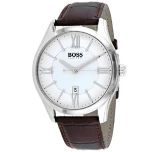 Hugo Boss Ambassador White Dial Leather Strap Men's Watch 1513021