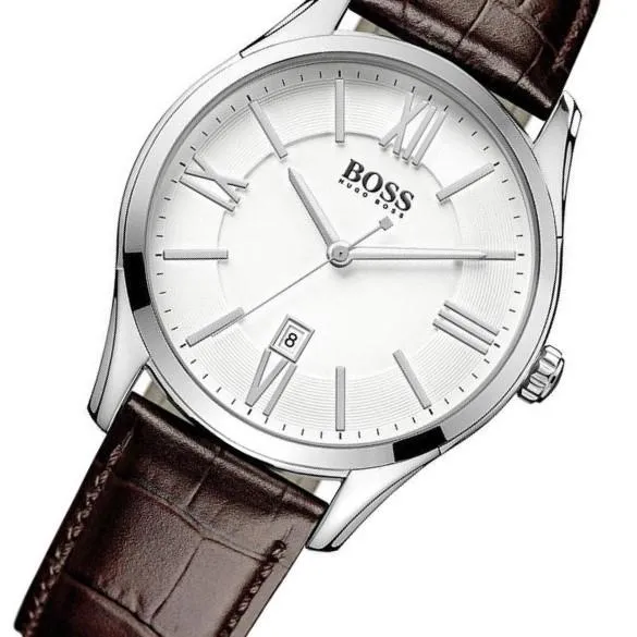 Hugo Boss Ambassador White Dial Leather Strap Men's Watch 1513021