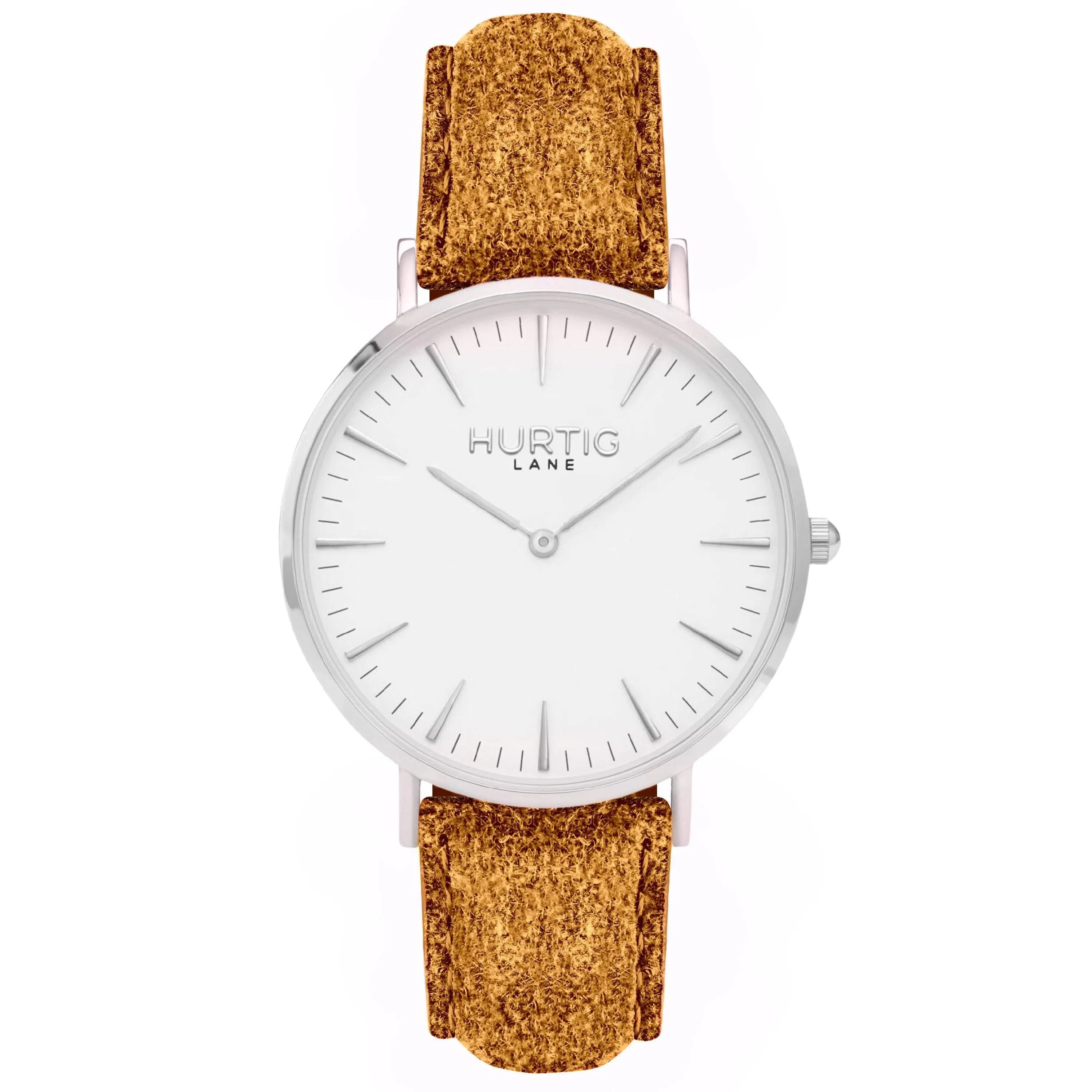 Hymnal Vegan Suede Watch Silver, White & Forest Green