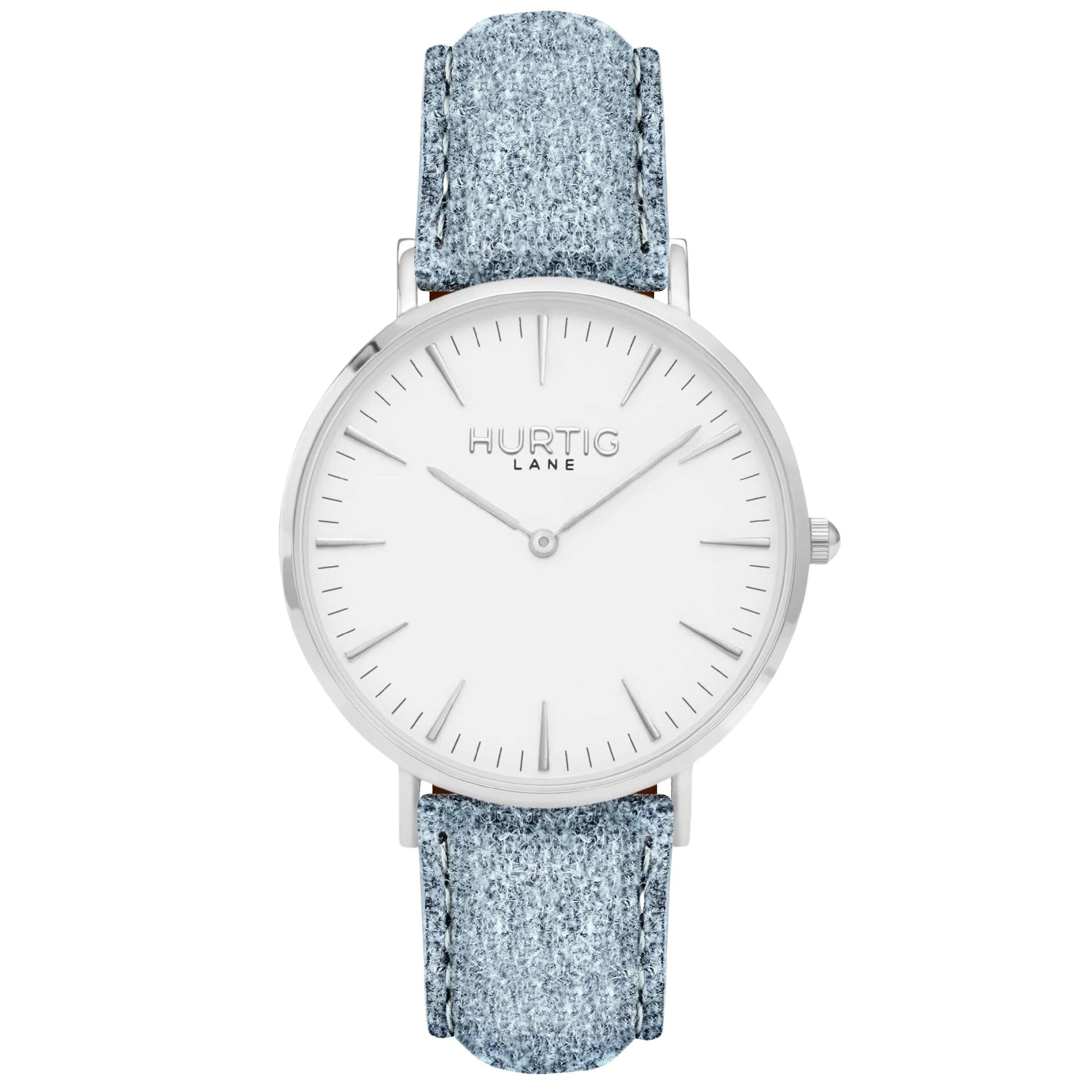 Hymnal Vegan Suede Watch Silver, White & Forest Green