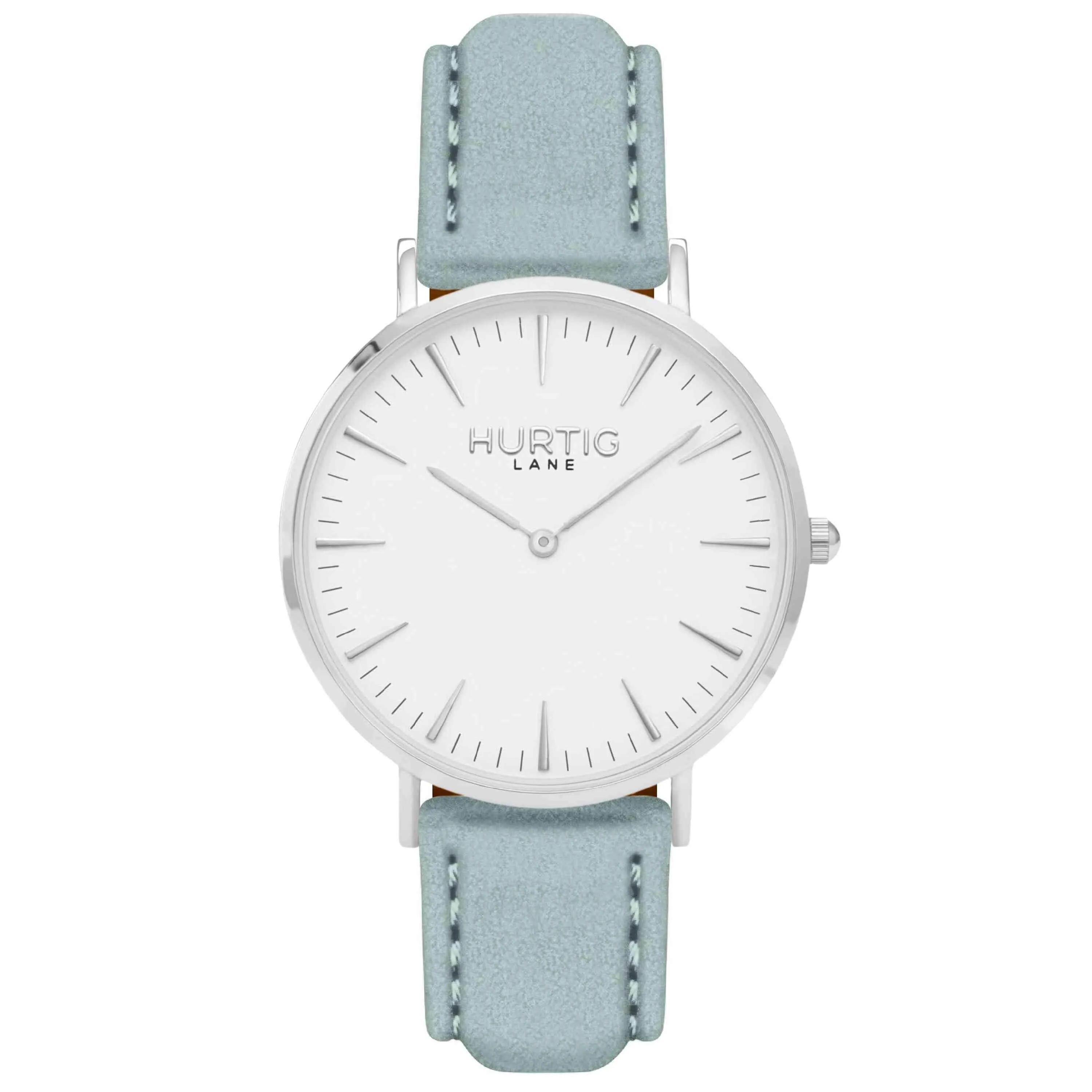 Hymnal Vegan Suede Watch Silver, White & Forest Green