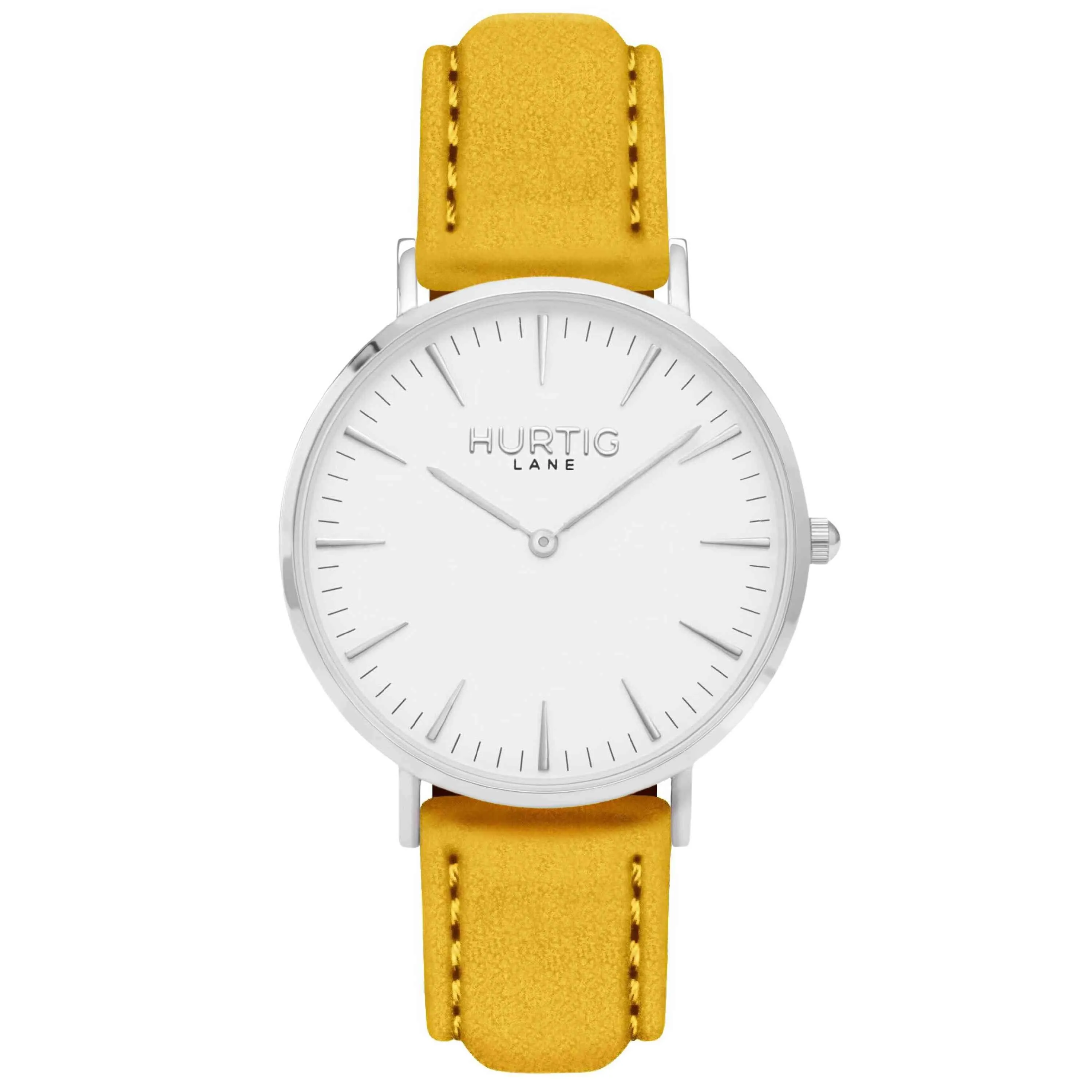 Hymnal Vegan Suede Watch Silver, White & Forest Green