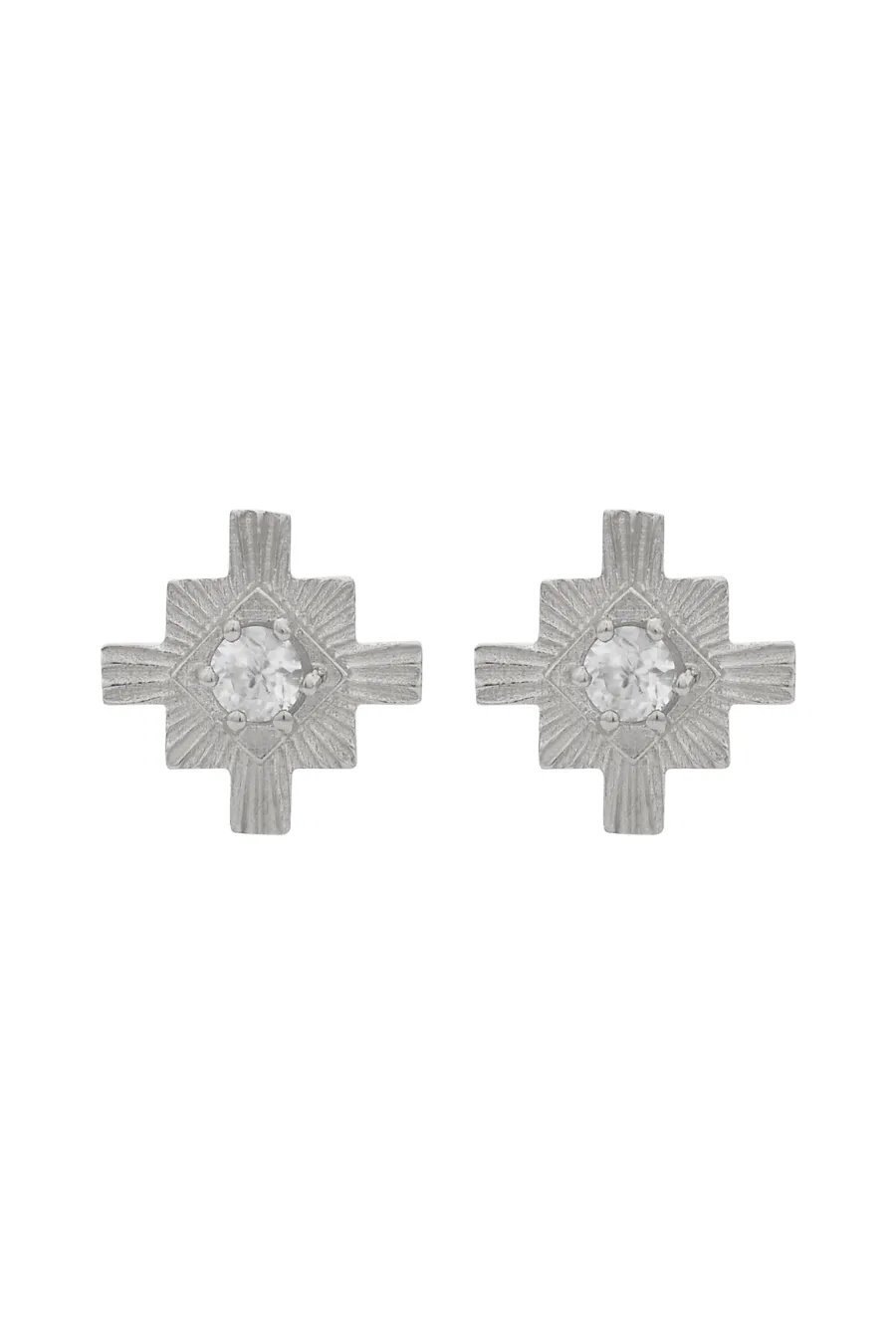 Inka Studs Sterling Silver - White Zircon