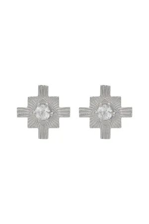 Inka Studs Sterling Silver - White Zircon