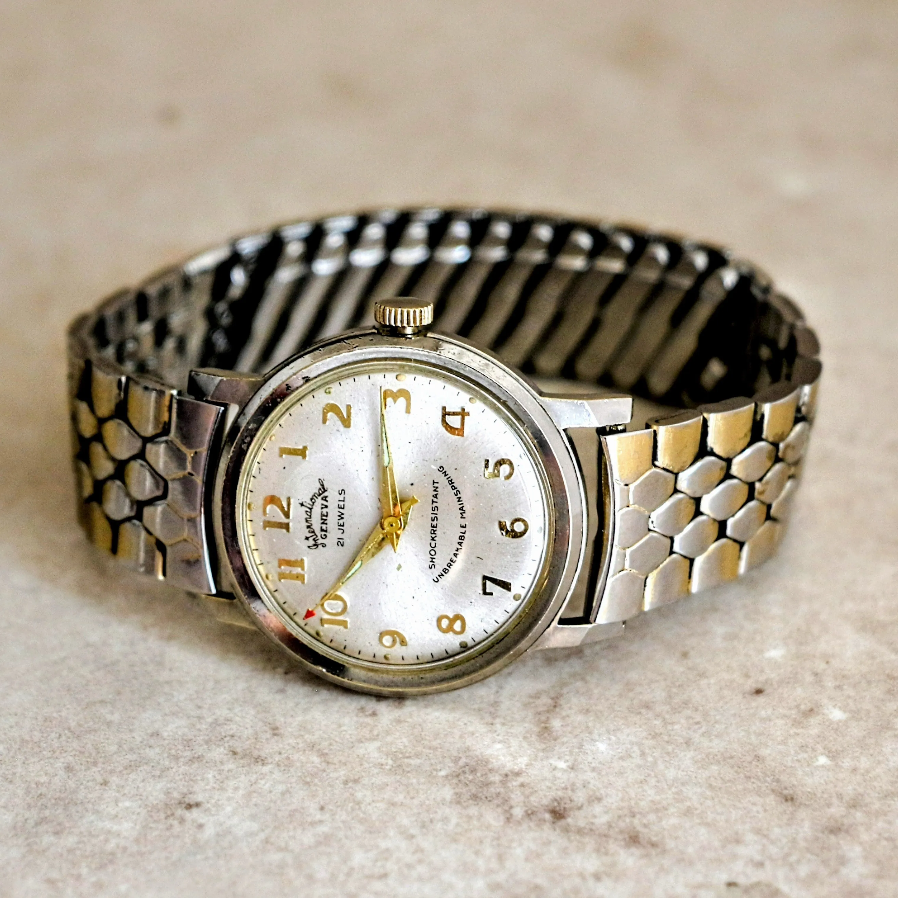 INTERNATIONAL GENEVA Wristwatch 21 Jewels Cal. Lorsa P72 1960s Watch