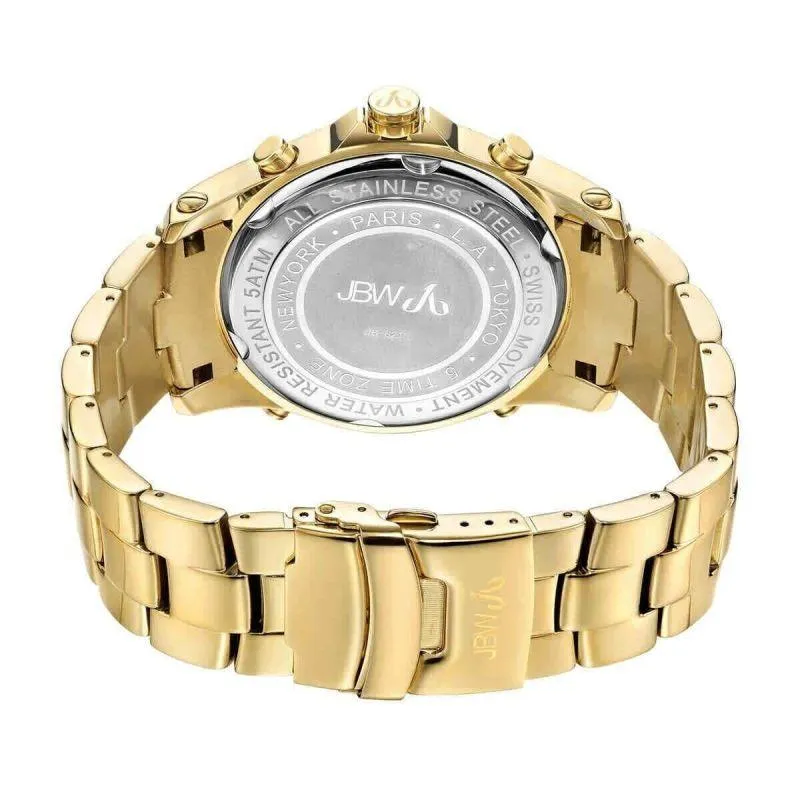 JBW Luxury Men's Jet Setter Watch - 2.34 Carats of Diamonds - Stainless Steel Band - Gold