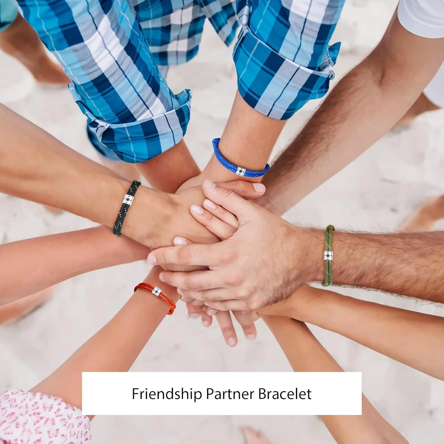 J.Endar Compass Nautical Paracord Bracelet for Men, 925 Sterling Silver Handmade Bracelet Surfer Summer Beach Jewelry Partner Friendship Gift