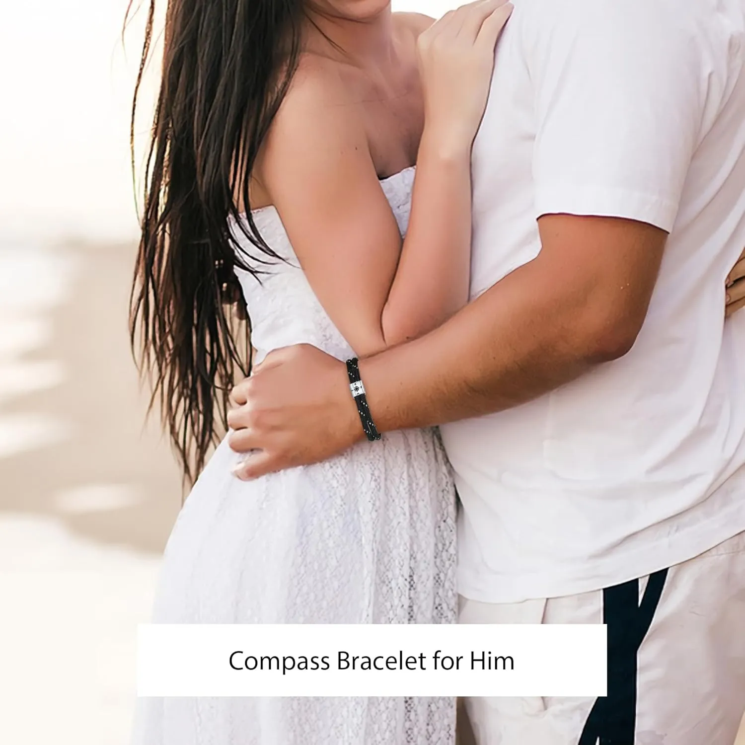 J.Endar Compass Nautical Paracord Bracelet for Men, 925 Sterling Silver Handmade Bracelet Surfer Summer Beach Jewelry Partner Friendship Gift
