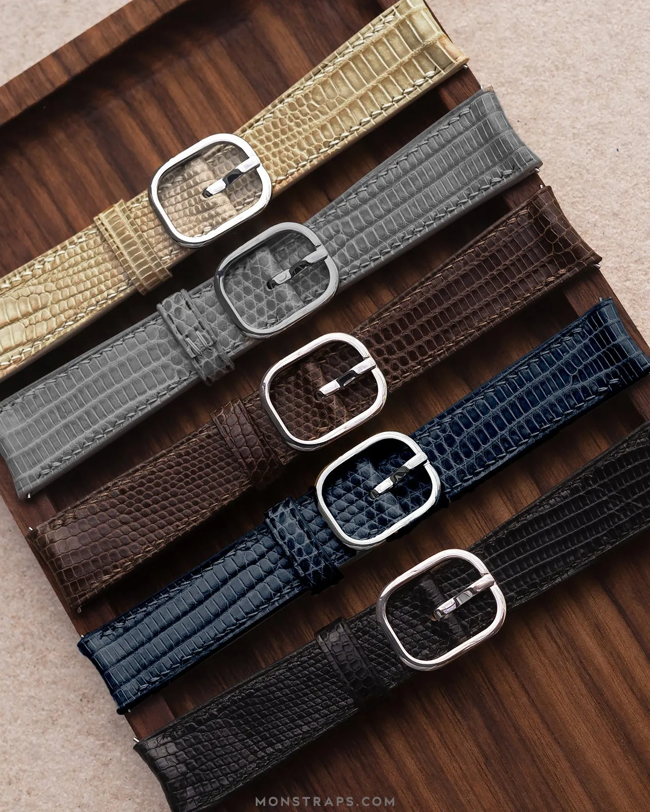 Lizard Leather Strap (Glazed, Black)