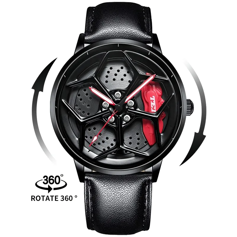 Male Stylish 3D Spinning Waterproof Watch Of Car Wheel Style / Quartz Accessories For Men