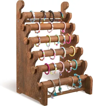 Marsui Wooden Bracelet Stand and Display 6 Tier Bracelet Holder Organizer Displays for Selling Stand for Jewelry Bangle Watch Store Showcase Home Storage Display
