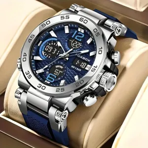 Men Waterproof Dual Display Digital Quartz Watch