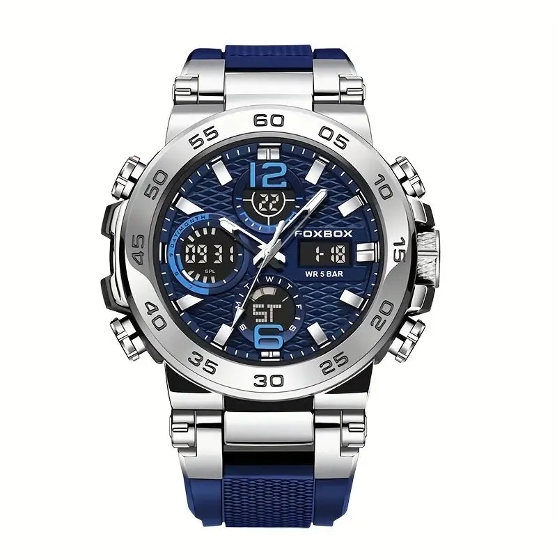 Men Waterproof Dual Display Digital Quartz Watch