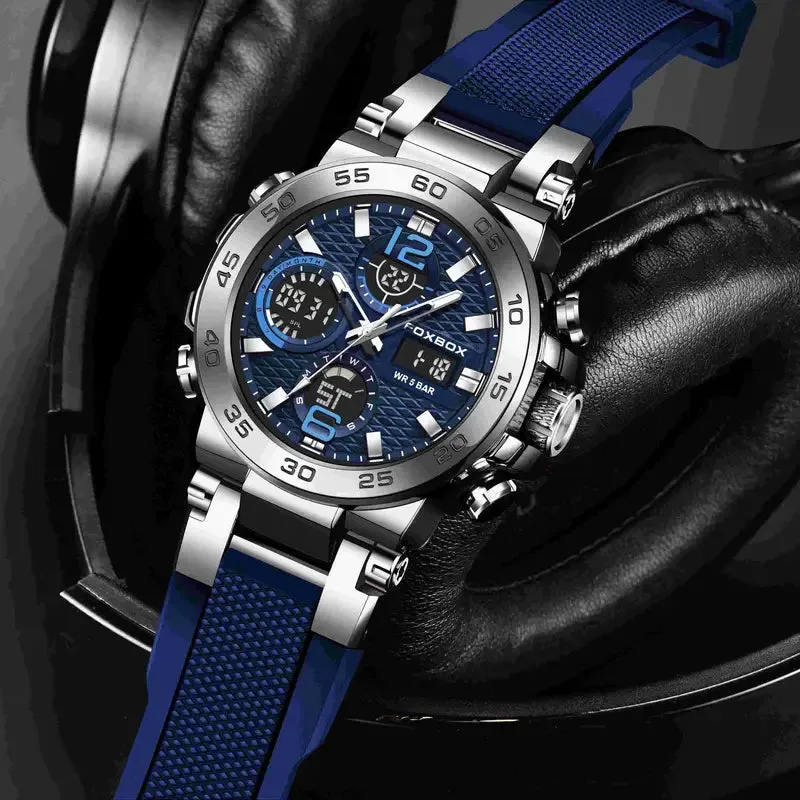 Men Waterproof Dual Display Digital Quartz Watch