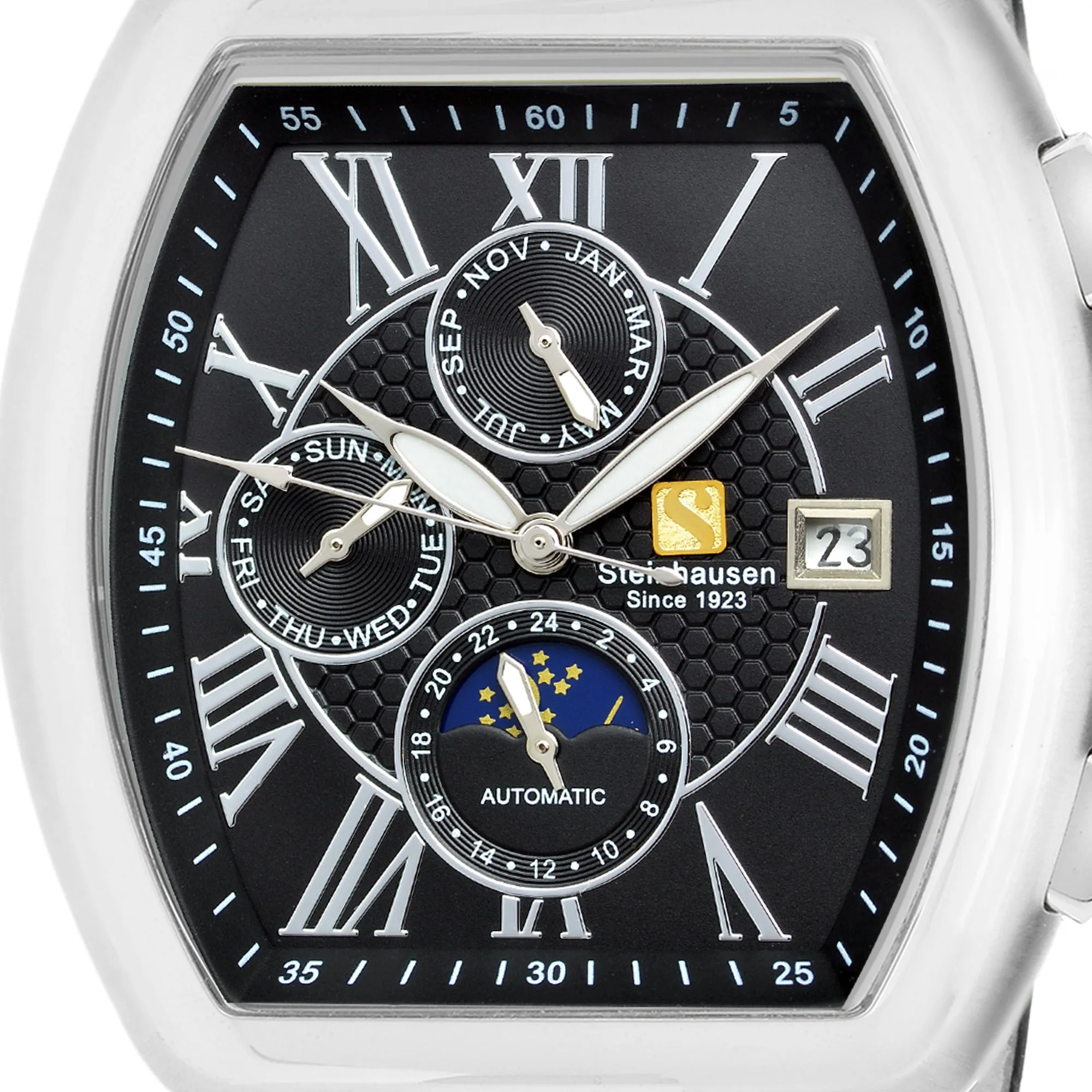 Men's Tonneau Marquise Analog Black/Silver Display Automatic Watch