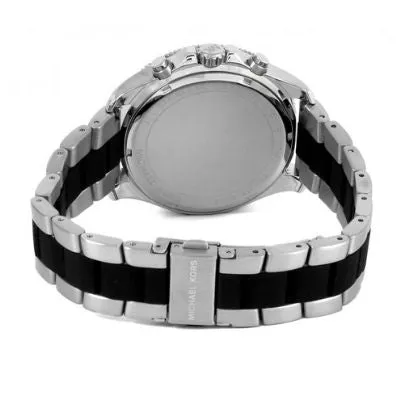 Michael Kors Men's Chronograph Steel Watch Silver with Matte Black Accents Two-Tone MK8664