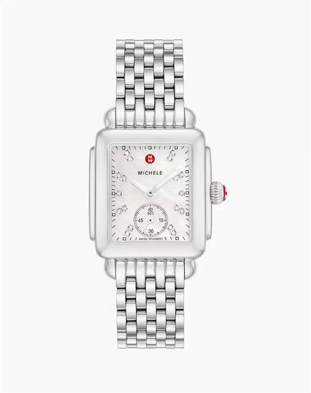 Michele Deco Mid Stainless Diamond Dial Watch