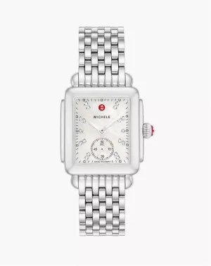 Michele Deco Mid Stainless Diamond Dial Watch