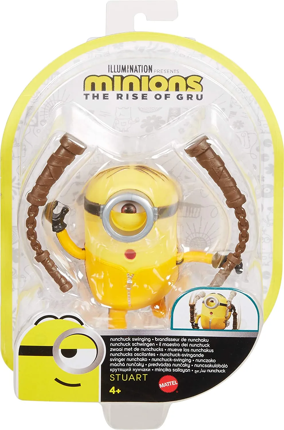 Minions The Rise of Gru Kung Fu Stuart Button Activated Action Figure with Nunchuks Accessory