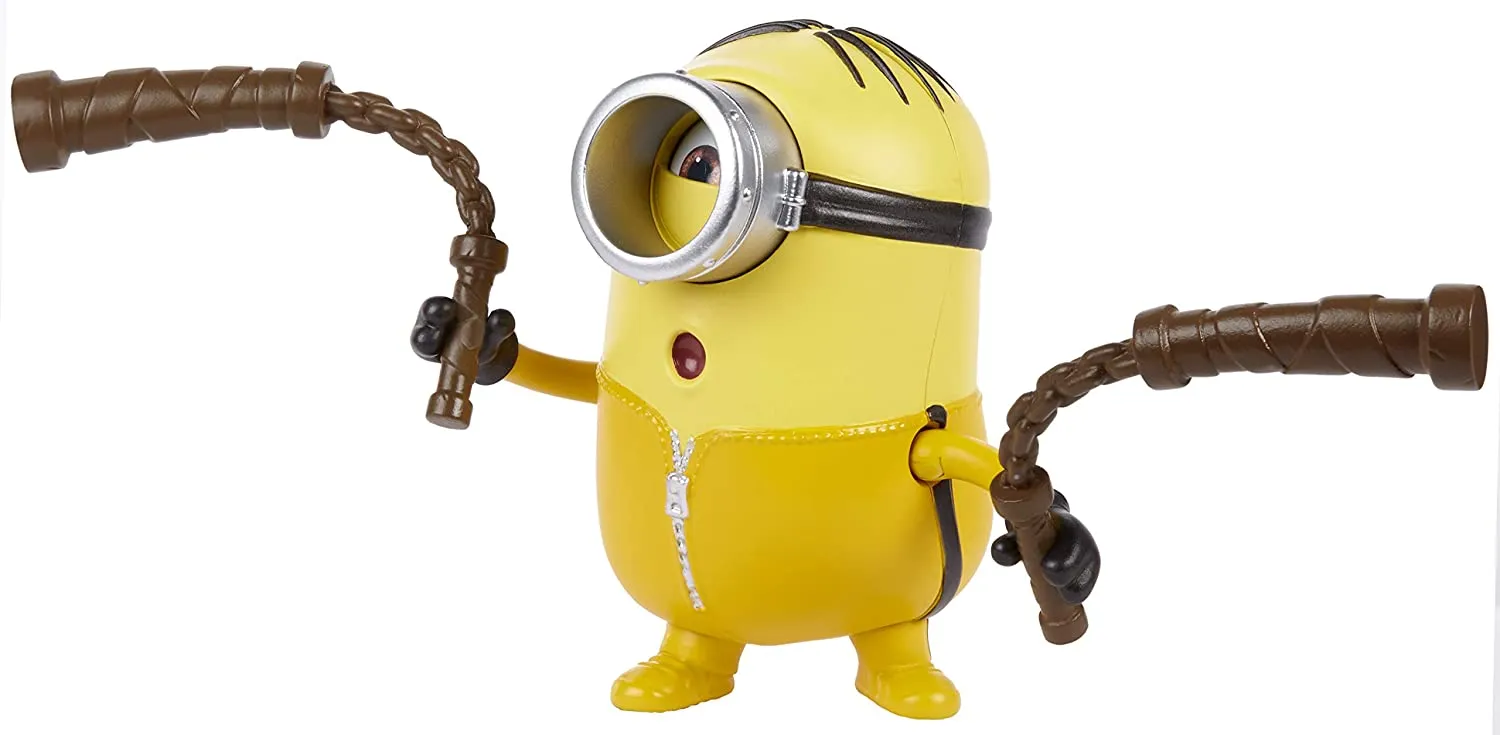 Minions The Rise of Gru Kung Fu Stuart Button Activated Action Figure with Nunchuks Accessory