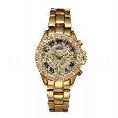 MISS FOX Classic Roman Numbers Quartz Fashion Casual Gold Bling Ladies Watch
