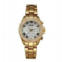 MISS FOX Classic Roman Numbers Quartz Fashion Casual Gold Bling Ladies Watch